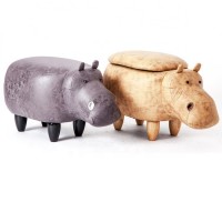 PU material home furniture hippo shape Animal shoes fitting stool with storage function